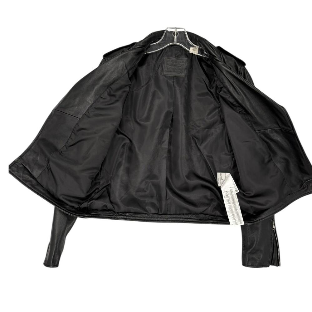 Levis Leather Moto‎ Jacket Womens Medium Caviar Black Motorcycle Bikercore - Picture 6 of 16